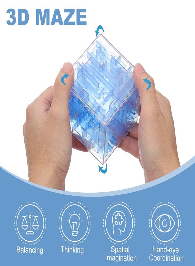 YOKIVE 1 Pcs Labyrinth Puzzle Box, Puzzle Cube Funny Labyrinth Game Puzzle Box Mind Teasers Leisure Toys, Great for Teens and Adults Birthday Gifts (Transparent Blue, 3.15-Inch) - Image 3